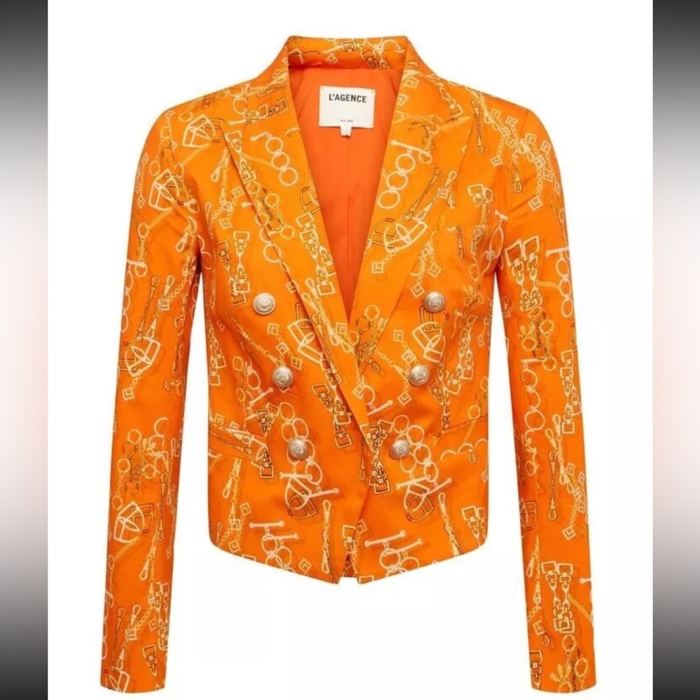L'AGENCE Brooke Blazer Horse Bit Buckle Carrot Jacket NWT
